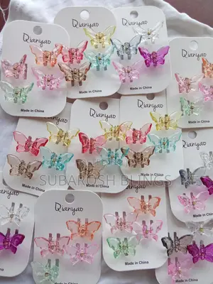 Mini Translucent Butterfly Hair Claw Clips Card
