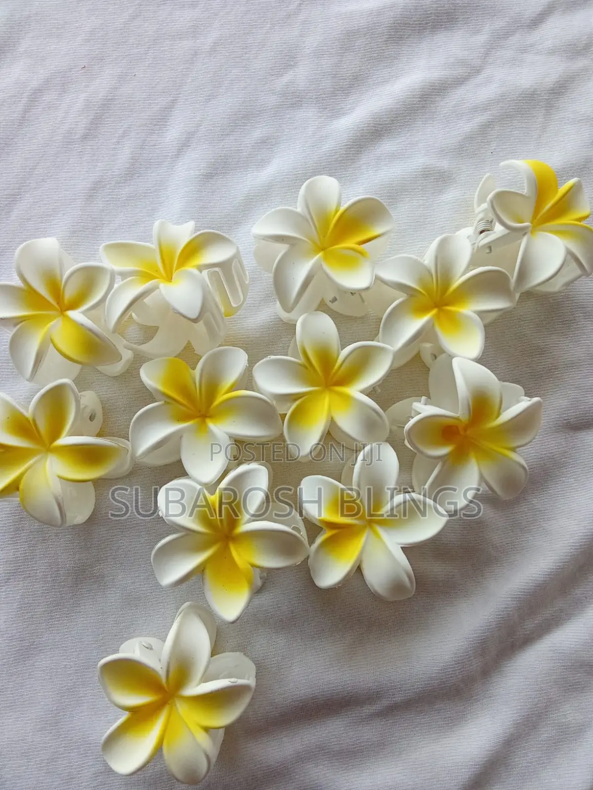 Plumeria Flower Hair Claw Clips