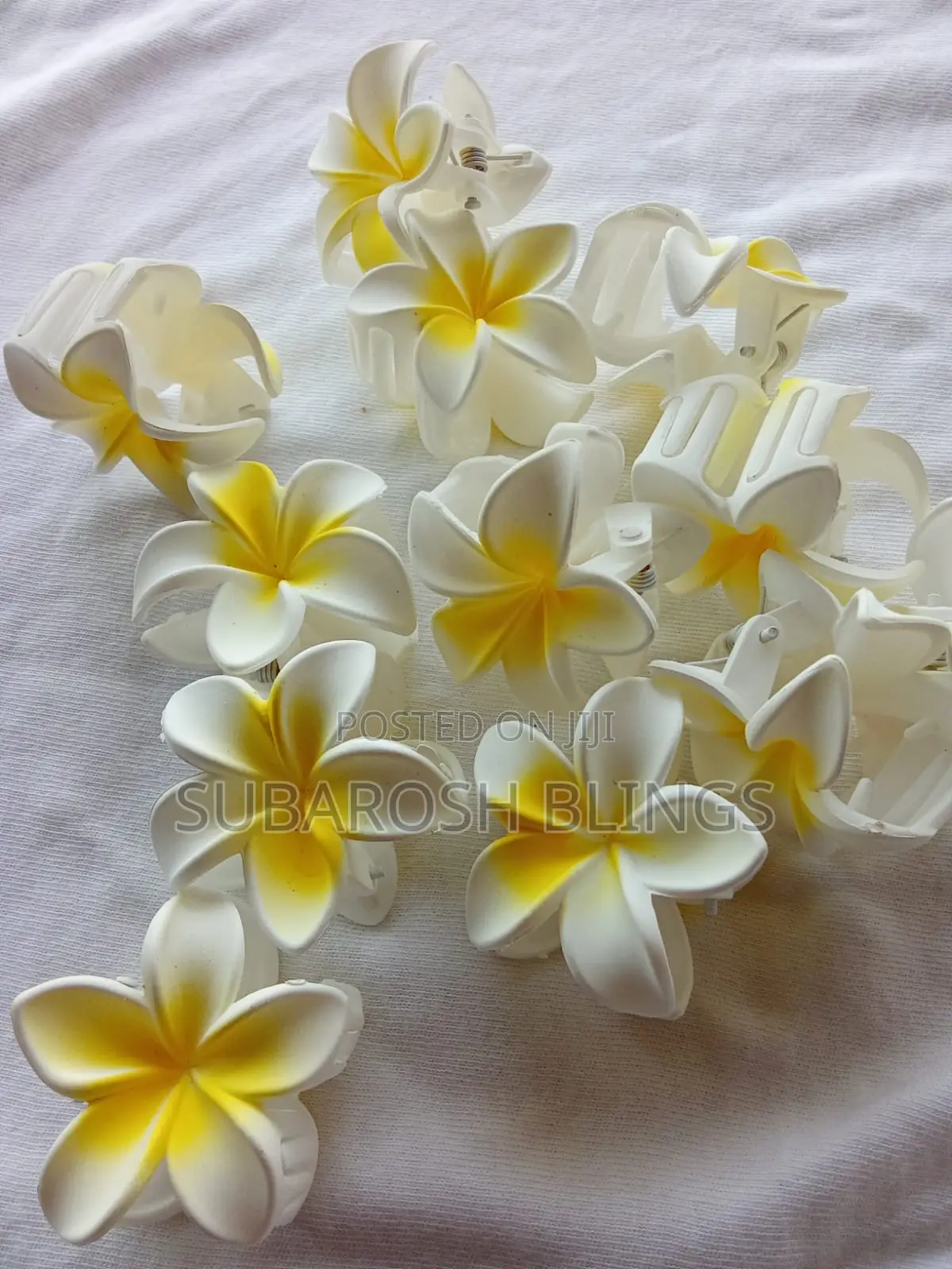 Plumeria Flower Hair Claw Clips
