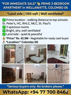 3bdrm Apartment in Peterson Garden, Wellawatte for sale