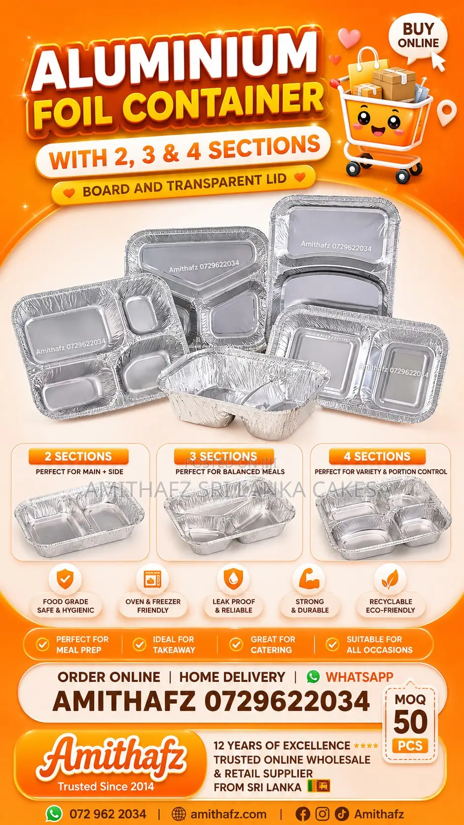 Aluminium Foil Container With 2 3 4 Section Wholesale Sri Lanka Food P