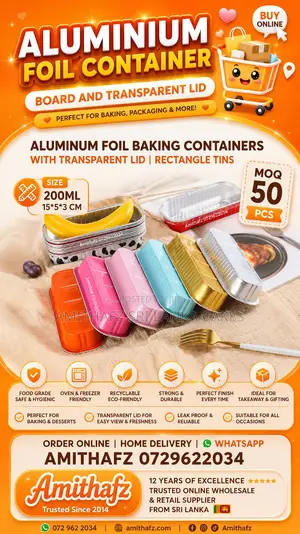 Premium Colored Rectangle Aluminium Foil Containers With Trans Sri Lan
