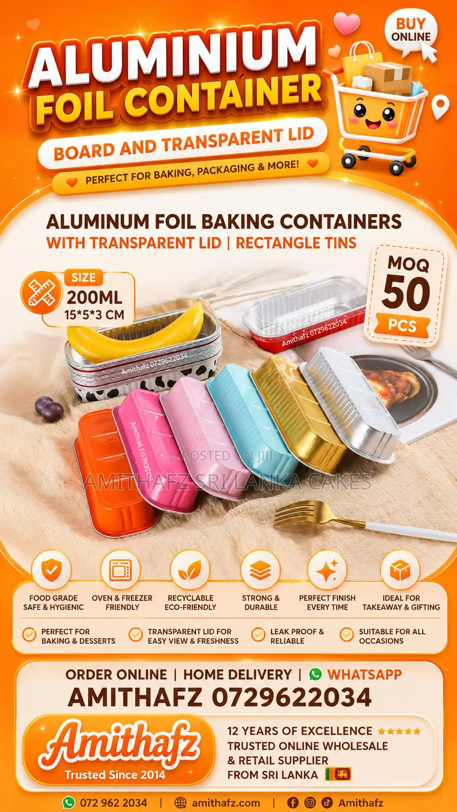 Premium Colored Rectangle Aluminium Foil Containers With Trans Sri Lan