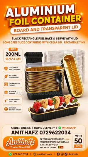 Black Rectangle Foil Bake Serve With Lid Customer Sri Lanka Best Sal
