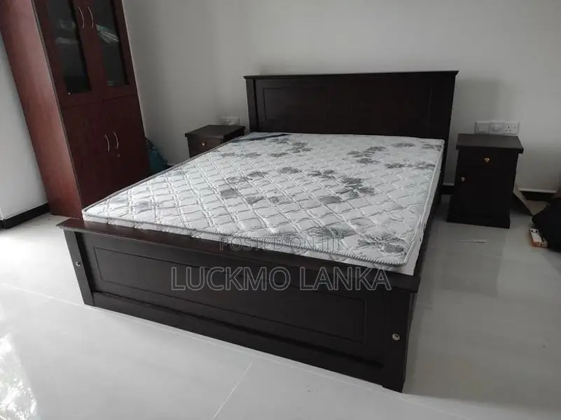 6x5 Teak Box Bed With Arpico Spring Mattress