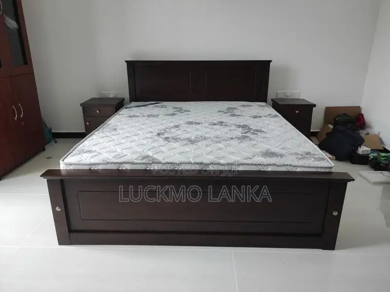6x5 Teak Box Bed With Arpico Spring Mattress