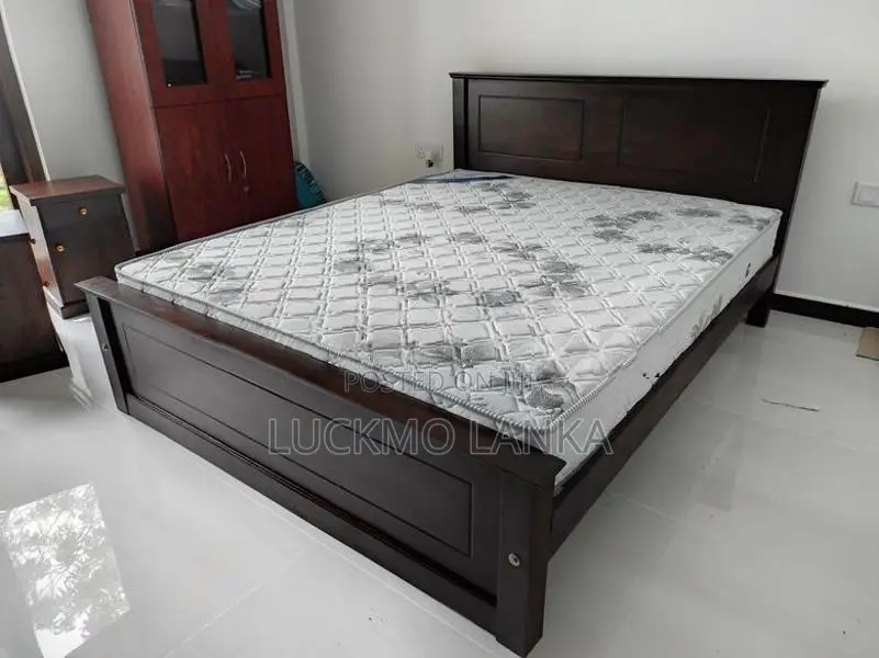 6x5 Teak Box Bed With Arpico Spring Mattress