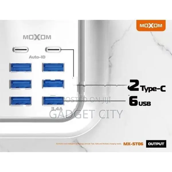 MOXOM Universal power cord 4 port with 6 USB MX-ST06