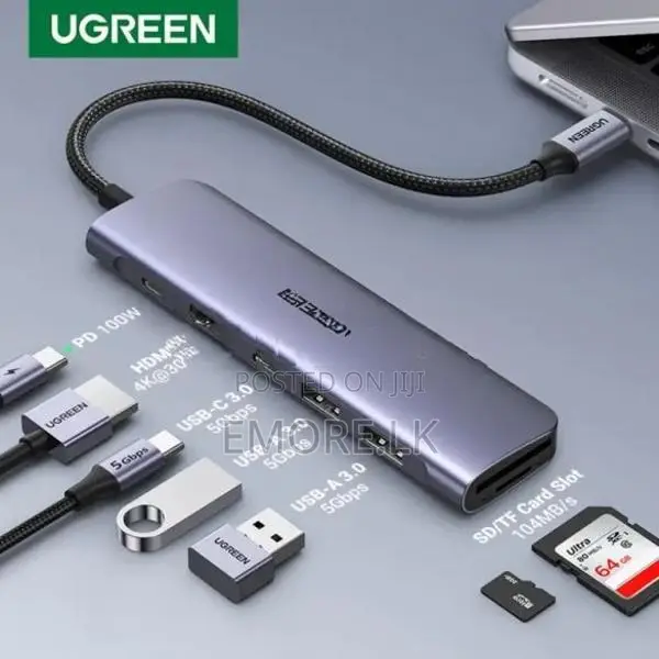 UGreen 7-in-1 4K@30Hz HDMI USB C Hub,100W PD, SD/TF Card Reader