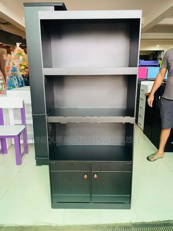 Modern Mdf Black 5 Ft Book Cupboard