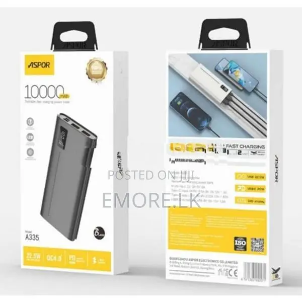 Aspor 10000 Power Bank with Type C Input Dual Outputs