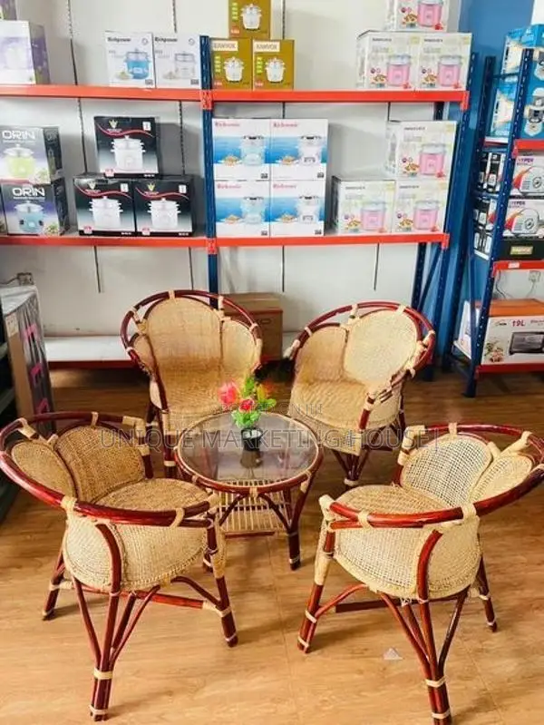 Modern Cane Set with Stool