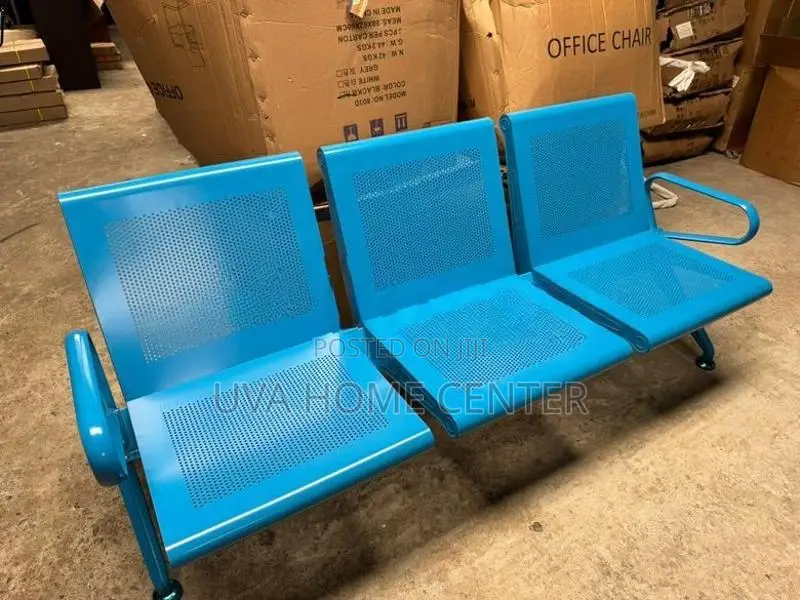 Blue Visitor Gang chair 3 Seater
