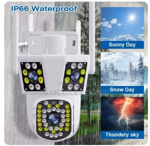 3 Lens 12MP WIFI IP Camera 8X Zoom Dual Screen PTZ