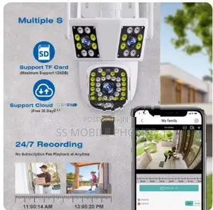 3 Lens 12MP WIFI IP Camera 8X Zoom Dual Screen PTZ