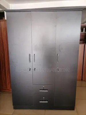 New Melamine Black Cupboard 6 X 4 Ft 3 Door Wardrobe Large
