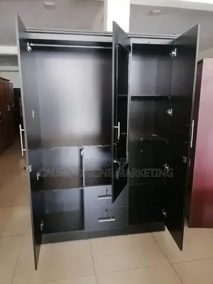 New Black Melamine 3 Door Wardrobe / Cupboard 6 X 4 Ft
