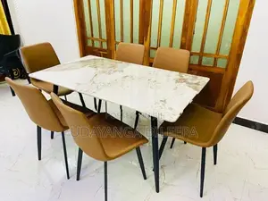 Luxury Granite Dining Table with Cushion Chairs
