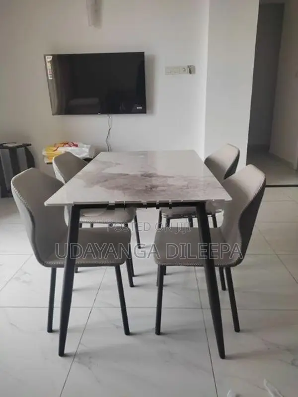 Brand New Granite Dining Table with Cushion Chairs