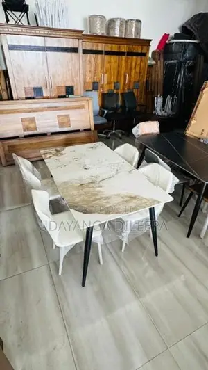 Brand New Granite Dining Table with Cushion Chairs