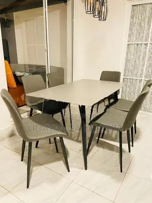 Luxury Granite Dining Table with Cushion Chairs