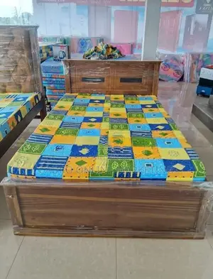 New Teak Box Bed with Piyestra Double Layer Mattress Queen