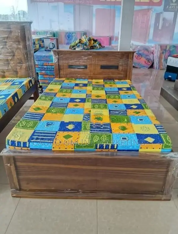 New Teak Box Bed with Piyestra Double Layer Mattress Queen