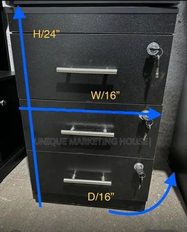 Modern 3 Drawer Lockable Cupboards
