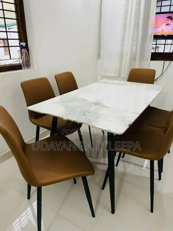 Granite Dining Table with Cushion Chairs