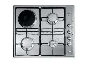Elba 3 Gas Burner Cooker Hob with Electric Hot Plate (Silver)