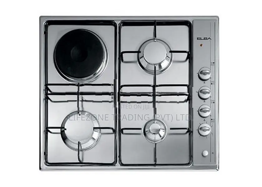 Elba 3 Gas Burner Cooker Hob with Electric Hot Plate (Silver)