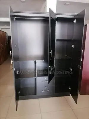 New Black Melamine 3 Door Wardrobe Cupboard 6 X4 Ft large