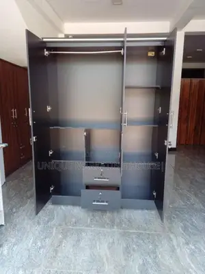 Modern 3D Black Melamine Classic Camiliya Wardrobe