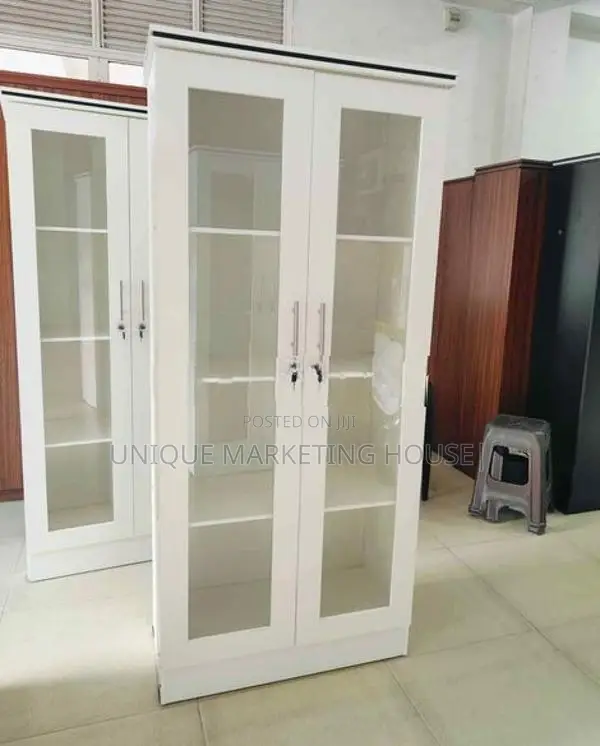 Modern 6ft White Glass Display Cupboard