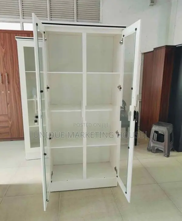 Modern 6ft White Glass Display Cupboard