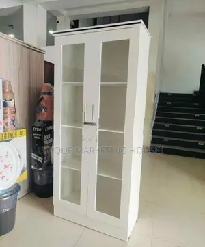 Modern 6ft White Glass Display Cupboard