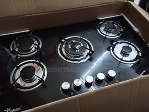 Five Gas Burner Cooker Hob - Balck (Glass Top)