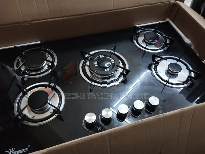 Five Gas Burner Cooker Hob - Balck (Glass Top)