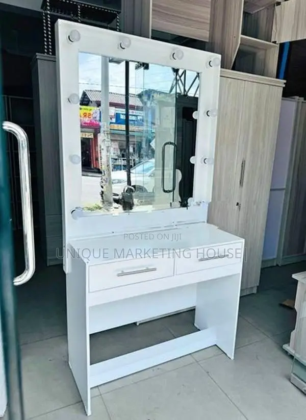 Modern 6x3 White Classic 2 Drawer Dressing Table