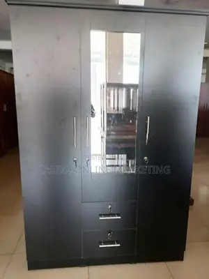 New Black Colour Wardrobe Melamine 3 Door 6 X 4 Ft Cupboard large