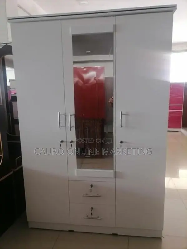 White Colour Large Cupboard 3 Door Wardrobe