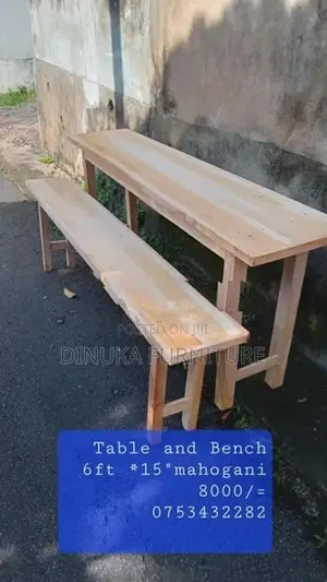 Table and Bench 6ft *15" Mahogani