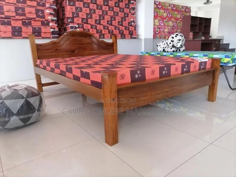 New Teak Arch Bed with Double Layer Mattress