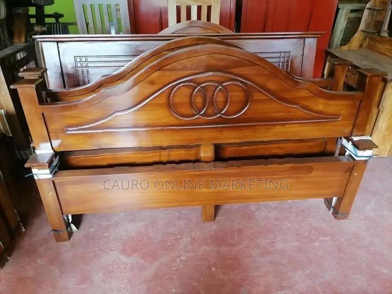 New Teak Arch Bed with Double Layer Mattress