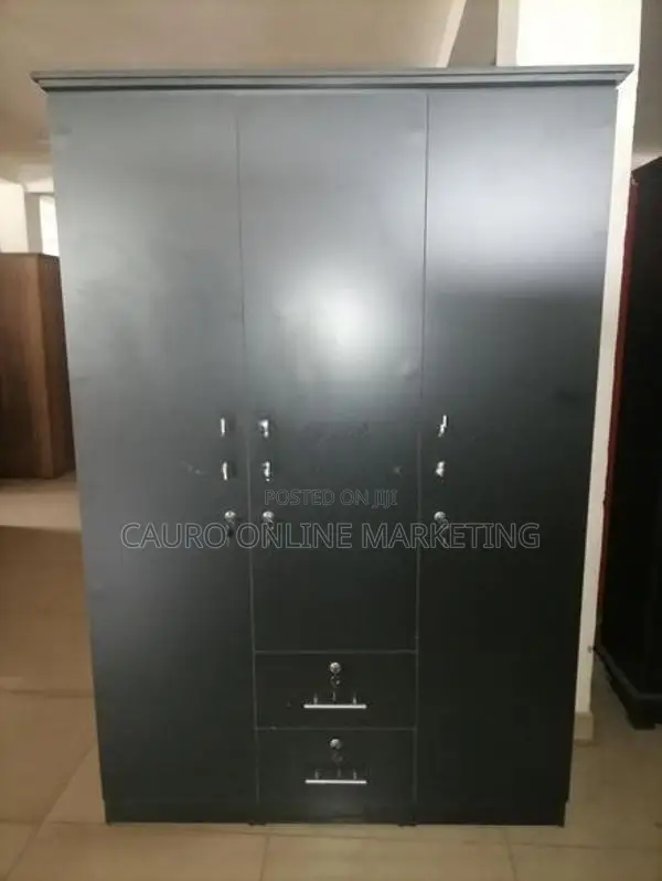 New Black Colour 3 Door Cupboard 6*4 Wardrobe