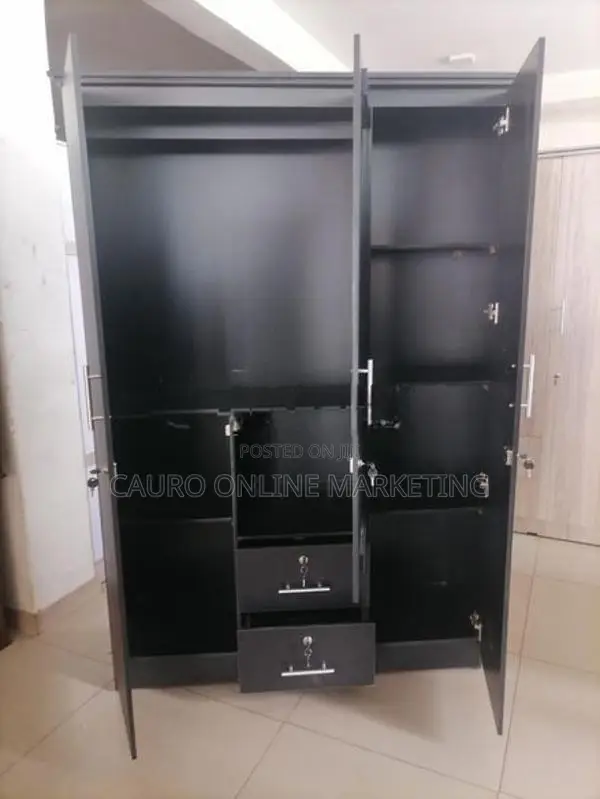 New Black Colour 3 Door Cupboard 6*4 Wardrobe