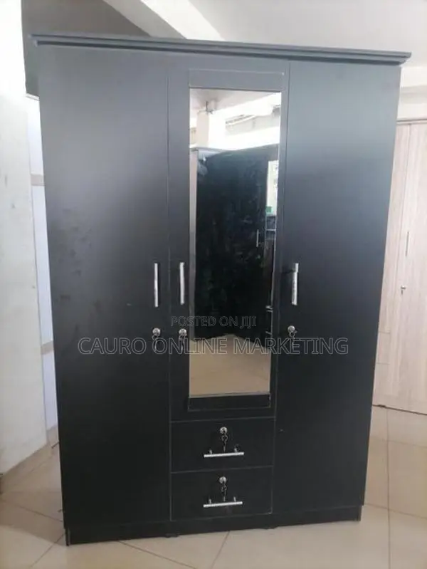 New Black Colour 3 Door Cupboard 6*4 Wardrobe