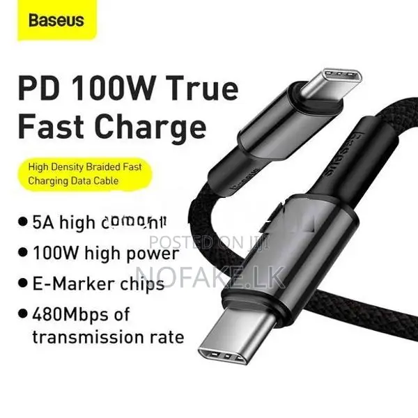 Baseus Tungsten Gold 100W USB-C to C Phone Fast Charge Cable 1M