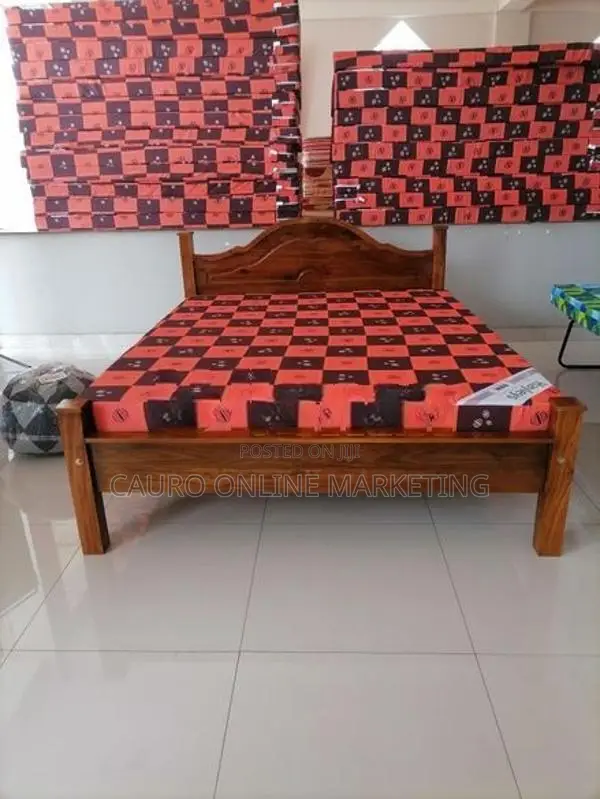 New Teak Arch Bed with Double Layer Mattress 6*6 King Size