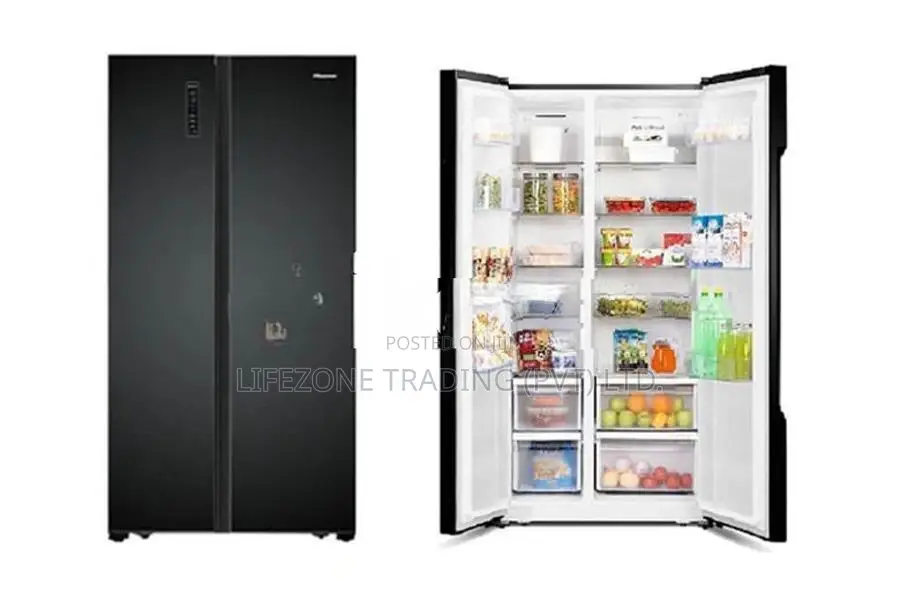 New Hisense 518 Liter Side-by-side Inverter Refrigerator - BLACK